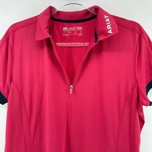 Ariat Pink Short Sleeve Zip Polo